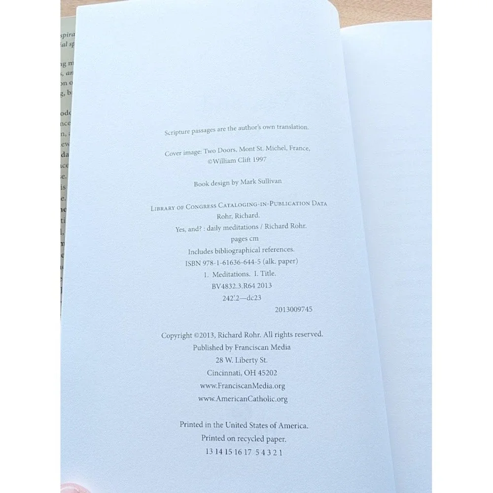 Yes, And...‎ Daily Meditations Richard Rohr Hardcover 2013 1st Edition Very Good